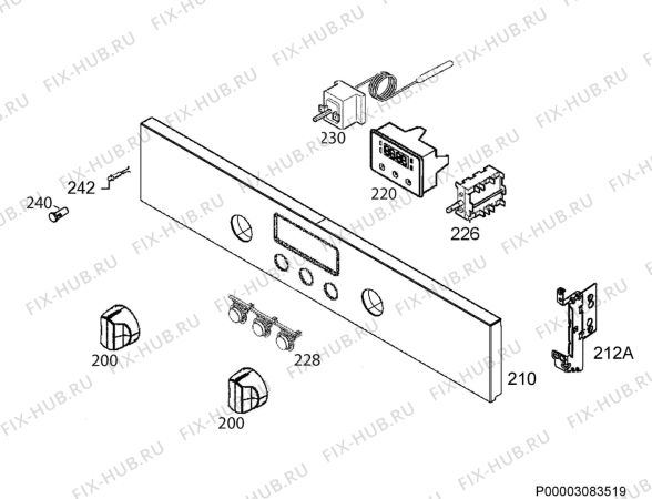 Взрыв-схема плиты (духовки) Zanussi ZOB35701XV - Схема узла Command panel 037